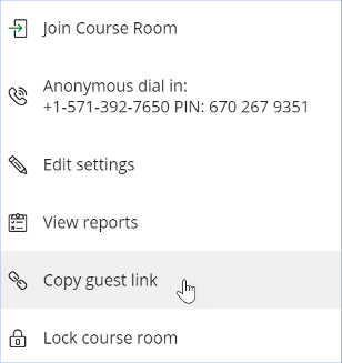 screenshot of the Copy Guest Link option